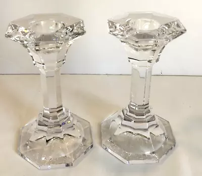 Pair Villeroy & Boch 4.75  Lead Crystal Verdi Candlesticks Clear Discontinued • $21.99