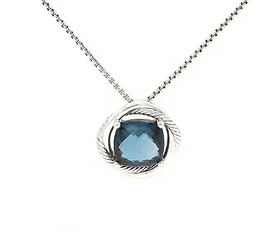 David Yurman Blue Topaz Infinity Cable Pendant Necklace In Sterling • $650