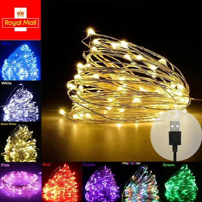 USB LED Micro Rice Wire Copper String Fairy Lights Party Decor Christmas Gift UK • £3.69