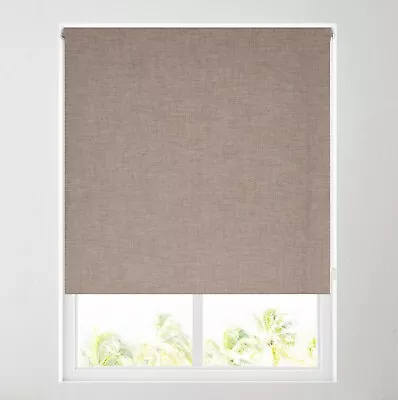 Taupe Linen Thermal Blackout Roller Blind - FREE CUT TO SIZE SERVICE • £13.50