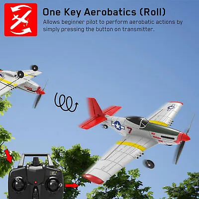 VOLANTEX 2.4G 4CH P51D Mustang Fighter Foam  RC Airplanes 6-Axis Gyro Aerobatic • $91.99