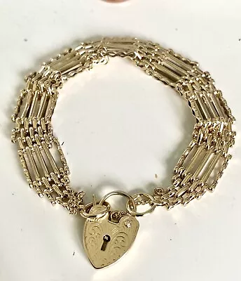 £799.97 • Buy 9ct Yellow Solid Gold 5-Bar Gate Bracelet 7 ¾ 