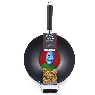 Ken Hom Excellence Non-Stick Carbon Steel Cooking Stir Fry Pan Mini Wok 31cm • £31.99