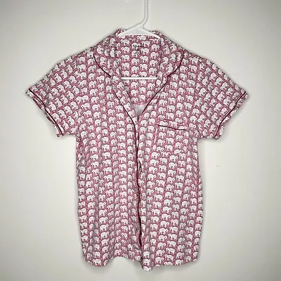 Roller Rabbit Hathi Polo Pink Elephant Pajama Top Medium • $45