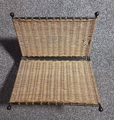 Vintage Cast Iron And Wicker Folding Record/magazine Rack • £20