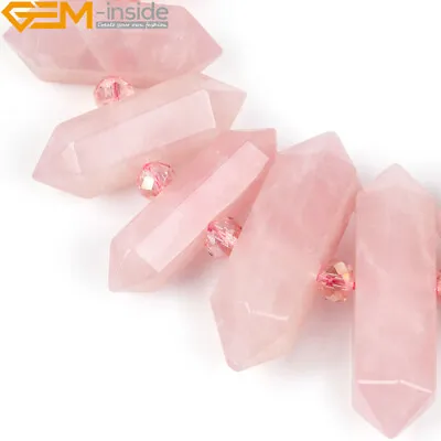 Assorted Natural Stick Point Gemstone DIY Beads For Jewelry Making 15'' 13x55mm • $30.07