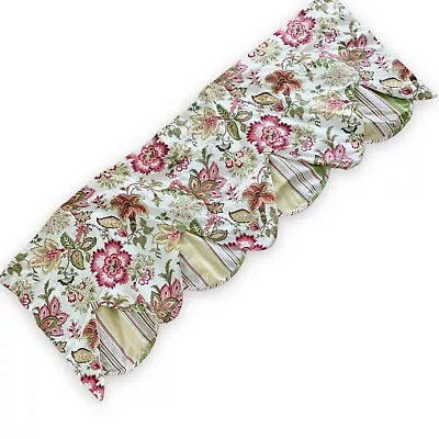 £8.25 • Buy Waverly Window Valance Peek-a-Boo 53 X 18  Navarra Raspberry Floral Stripe