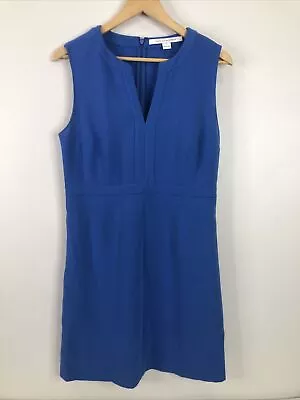 $24.99 • Buy Diane Von Furstenberg Woman’s 10 Blue Sleeveless V Neck Career Sheath Dress