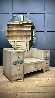 Antique Limed Oak Dressing Table / Art Deco  / Chest Of Drawers /Bedroom Dresser • £265