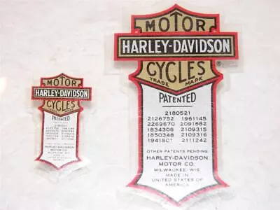 2 Lot Harley Davidson Vintage Patent Patented Decals Sm/lg (inside)  New  Sweet! • $16.99