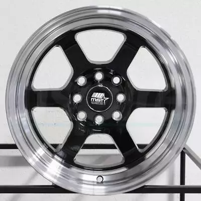 4-New 15  MST Time Attack Wheels 15x8 4x100/4x114.3 0 Black Machined Lip Rims 73 • $549.90