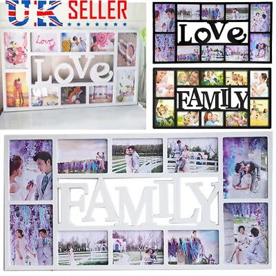 Family Love 10 Multi Aperture Photo Picture Frame Holds 6''X4'' 5''X7'' Photos X • £10.99