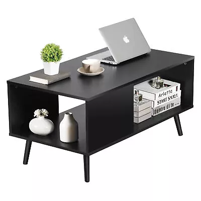 39.4 X 21.7 X 18.9  Coffee Table Open Storage Shelf Home Furniture Decor Black • $54.58