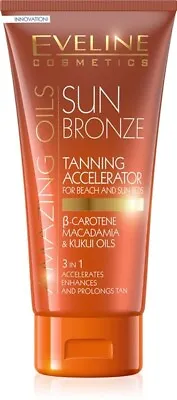 Eveline Sun Bronze Skin Tanning Accelerator Lotion Kukui Oil Bronzing Solarium • £8.29