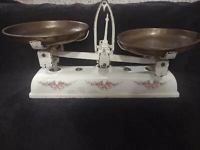 Krups Roberval Waage 5 Kg Keramik Max Rose Pedals 1910/20 Balance Scale&Weights • $45