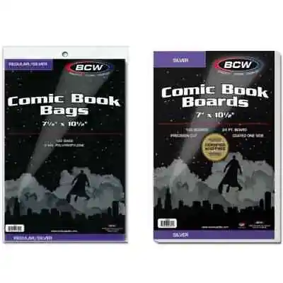 100 - BCW Silver Backing Boards & 2-Mil Polypropylene Comic Book Bags Set Of 100 • $26.89