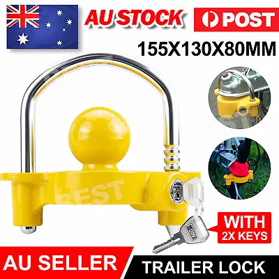 $21.95 • Buy Trailer Parts Coupling Lock Universal Hitch Tow Ball 2 Keys Caravan Antitheft