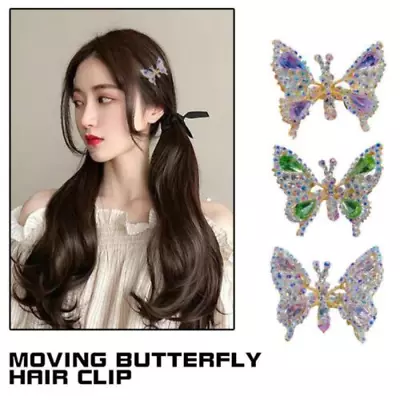 Elegant Butterfly Hairpin Moving Flying Girls Shiny Hair Clips Barrettes Women` • $12.31