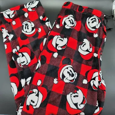 Mickey Mouse Pants Large Lounge Disney Buffalo Plaid Sweatpants Loungewear • $23.65