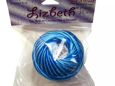 Blue Variegated Lizbeth Cotton Tatting Thread Number 142 1 Roll Size 3 787 • $4