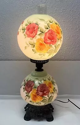 Antique Gone W/ The Wind HandPainted Parlor Oil Lamp Electrified 3 Way-Beautiful • $200