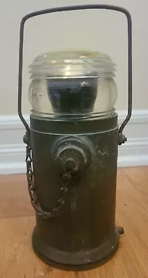 P.S. CO. Lantern Antique Brass Glass Heavy Patina Lamp Railroad Lighthouse • $174.95