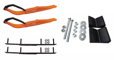 C&A Pro Orange Razor Snowmobile Skis W/ 6  Round Bars Complete Kit • $368.02