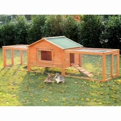 Huge Rabbit Hutch With Run Guinea Pig 2 Tier Cage Small Animal House Waterproof • £154.99