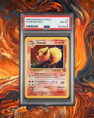 $63.99 • Buy PSA 8 NM-MT Flareon Jungle Unlimited Holo Rare Pokemon Card 3/64