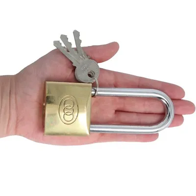£10.07 • Buy 50mm LARGE PADLOCK Long Steel Shackle Tri Circle Outdoor Security Lock Door Gate
