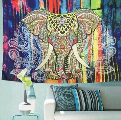 £9.29 • Buy Large Elephant Indian Wall Hanging Tapestry Bedspread Mandala Bohemian Throw Rug