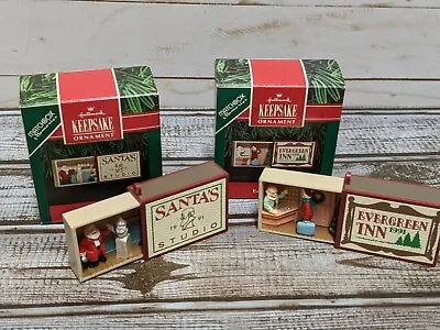 2 Hallmark Matchbox Memories Christmas Ornament Lot Santa Evergreen Inn • $15.99