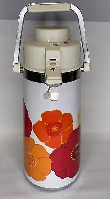 Vintage 70s King AirPot Floral Pump Vacuum Dispenser Coffee Flower Orange MCM • $14.39