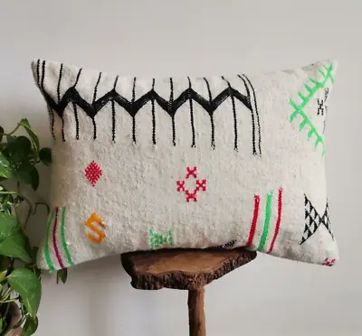 Moroccan Handmade Kilim Pillow White Cushion Cover Throw Pillow Case Sofa Boho • $59