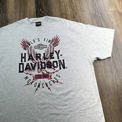 Vintage Harley Davidson Shirt Mens XXL Gray Eagle Shield Racing Wisconsin Tee • $18.71
