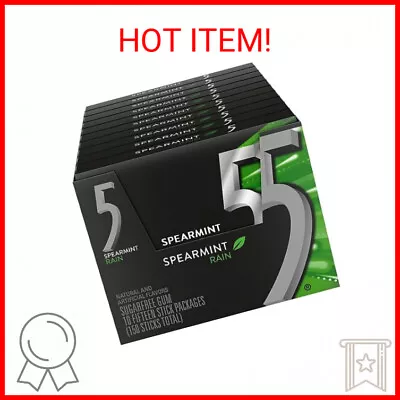 5 Gum Spearmint Rain Sugarfree Gum 15 Piece (10 Pack) • $21.24