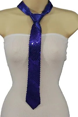 New Men Women Fashion Blue Neck Tie Silk Fabric Wedding Tuxedo Costume Sequins • $7.49