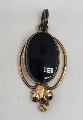 Estate Goldplated VICTORIAN MOURNING PENDANT *Jet*?? Pendant Only  • $24