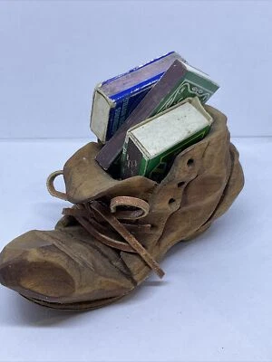 £0.99 • Buy Vintage Wooden Boot Match Box Holder With Matches