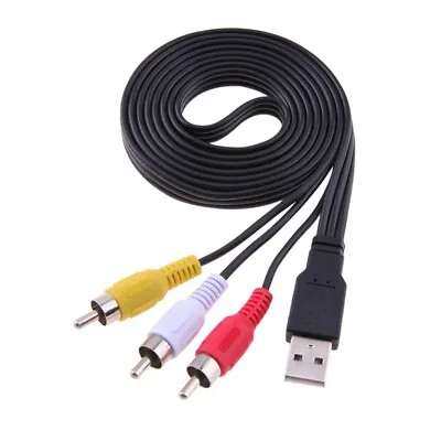 5FT USB 2.0 A Male To 3 RCA Male Audio Video AV Adapter Cord Cable For HDTV TV • $3.59