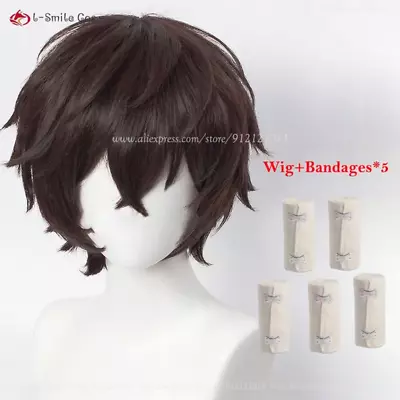 Dazai Osamu Wig Anime Bungo Stray Dogs Cosplay Short Brown Black Heat Resistant  • $38.67