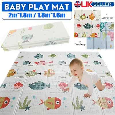 £27.50 • Buy Play Mat 2 Side Baby Kids Crawling Soft Blanket Folding Waterproof Floor Carpet
