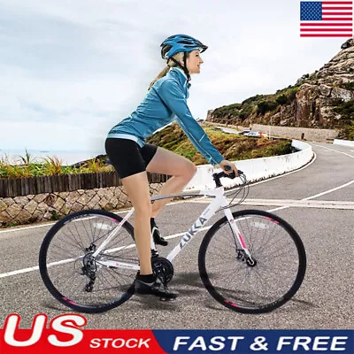 24 Speed Hybrid Bike Disc Brake 700C Road Bike For Men Women's City Bicycle Blue • $340.72