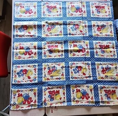  Vintage 50's Fruit Covered Polka-dot Tablecloth. Never Used.  34 X 34  Gorgeous • $60