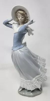 Lladro 4936  Spring Breeze  Woman Holding Hat In Wind Porcelain Figurine 14  • $139.95