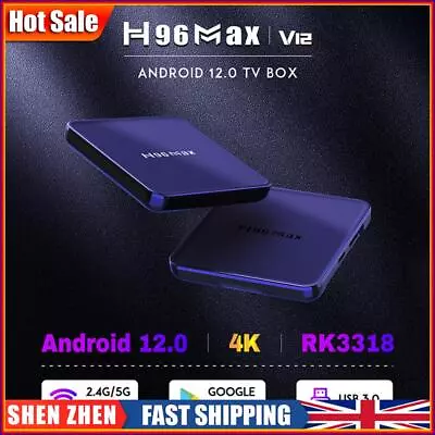 H96 Max V12 Android TV Set Top Box Media Player Receiver (2G+16G-US Plug) • £26.39