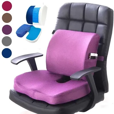Memory Foam Gel Seat Cushion + Lumbar Support Pillow +Cover For Office Car Chair • $17.89