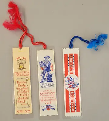 Vintage Weve A Gift Laminated Woven Bookmark Lot 3 USA Bicentennial Liberty F • $14.95