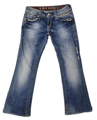 $42.99 • Buy Rock Revival Alanis Bootcut Diamond Rhinestone Blue Denim Jeans Women's 30x28