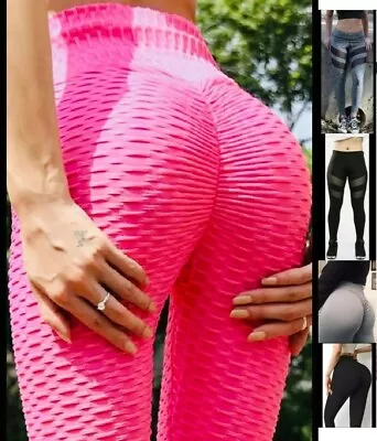 £7.49 • Buy UK Leggings Pants Anti-Cellulite Yoga Women Fitness Solid Butt Lift Gym Elastic.
